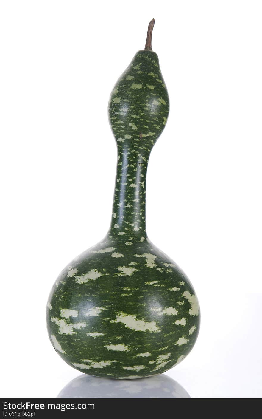 Single green gourd on a white background