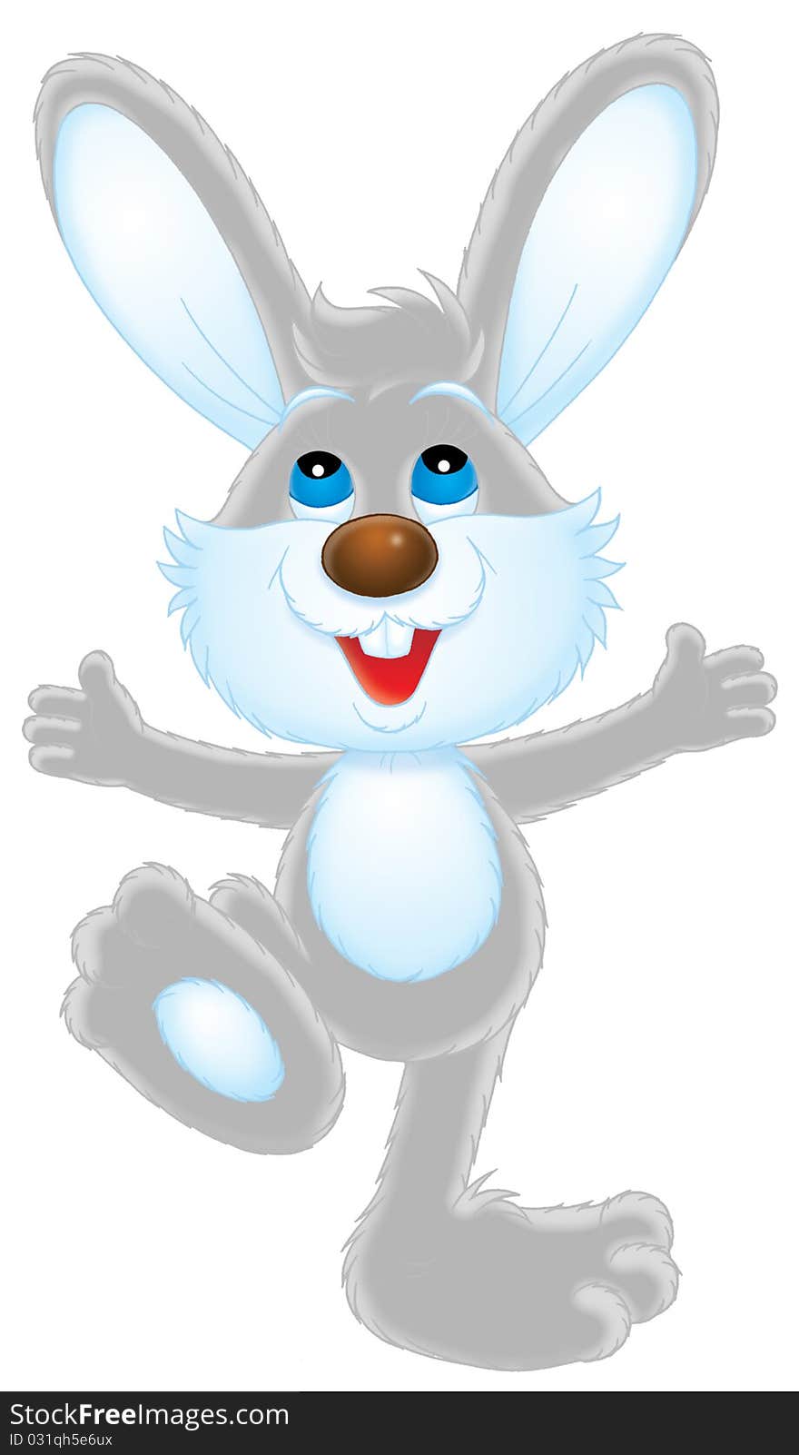 Isolated clip art of a grey rabbit