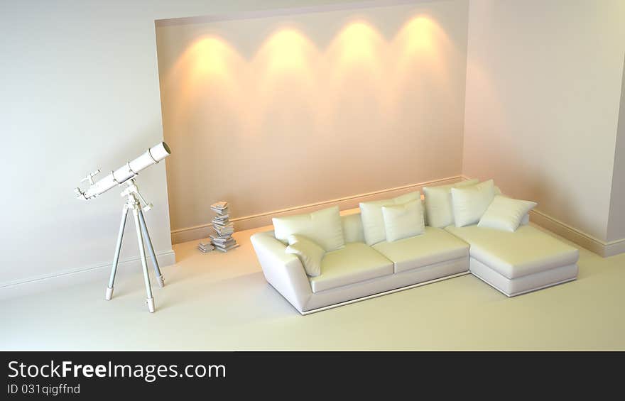 A gray 3d interior composition. A gray 3d interior composition