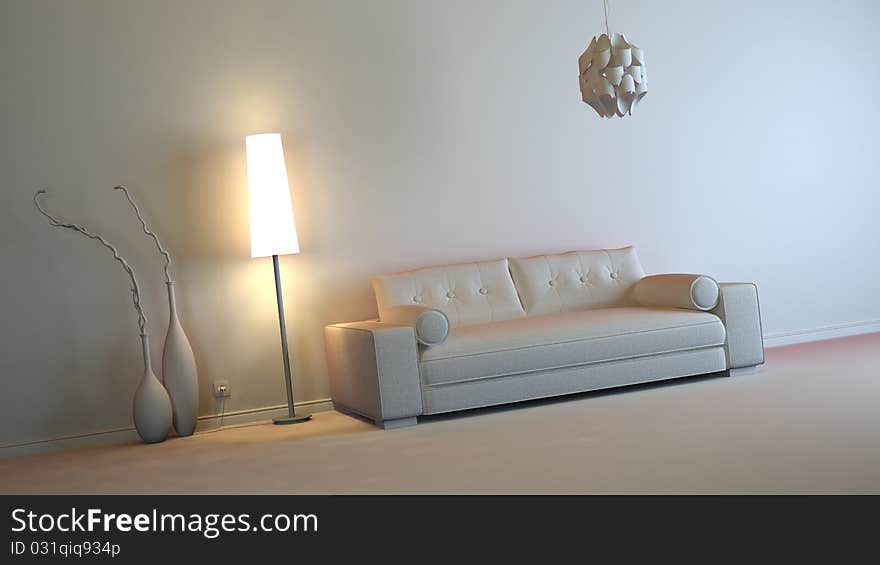 A gray 3d interior composition. A gray 3d interior composition