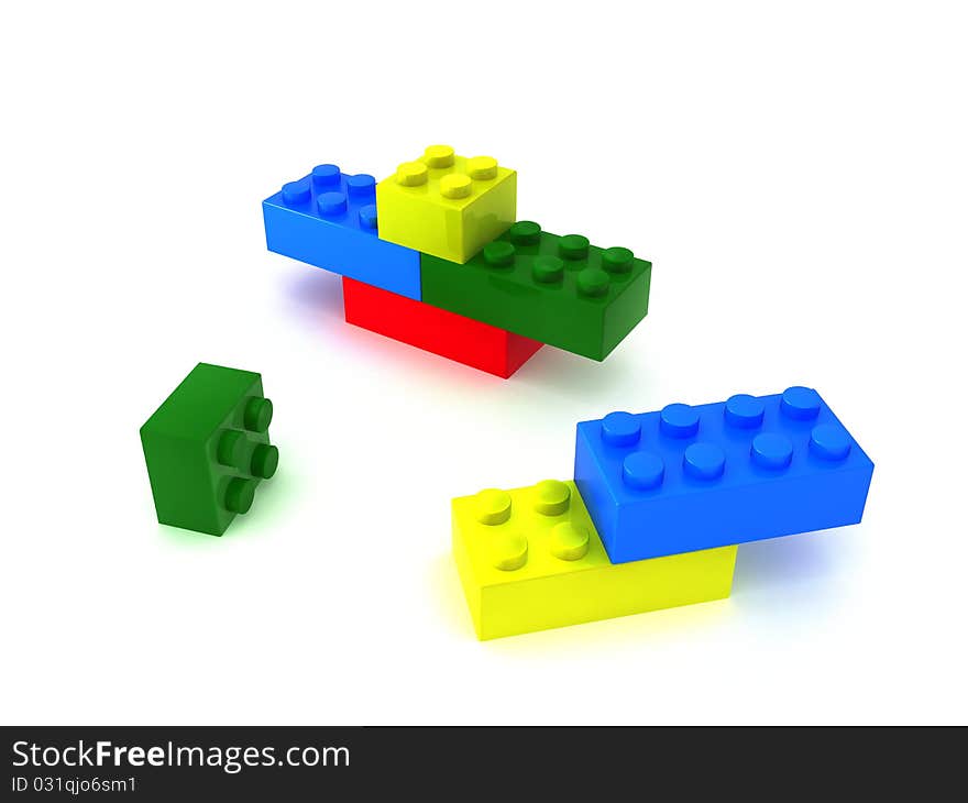 Colorful dice, plastic on a white background