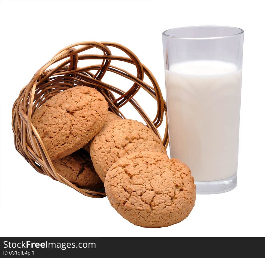 An avenaceous thin captain is spilled from a basket on a white background. An avenaceous thin captain is spilled from a basket on a white background