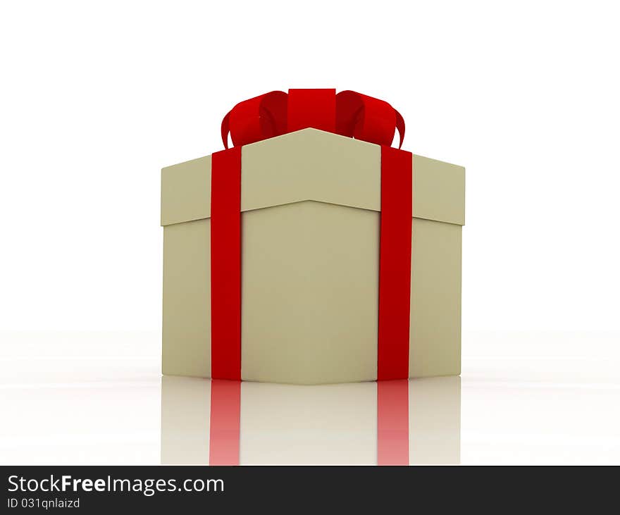 Paper Gift With Red Ribbon