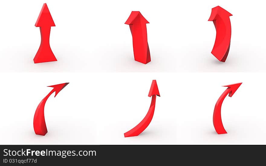 Six red plastic arrows