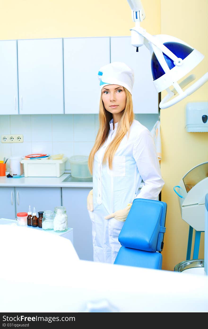 Shot of a woman dentist in a dental surgery. Healthcare, medicine. Shot of a woman dentist in a dental surgery. Healthcare, medicine.