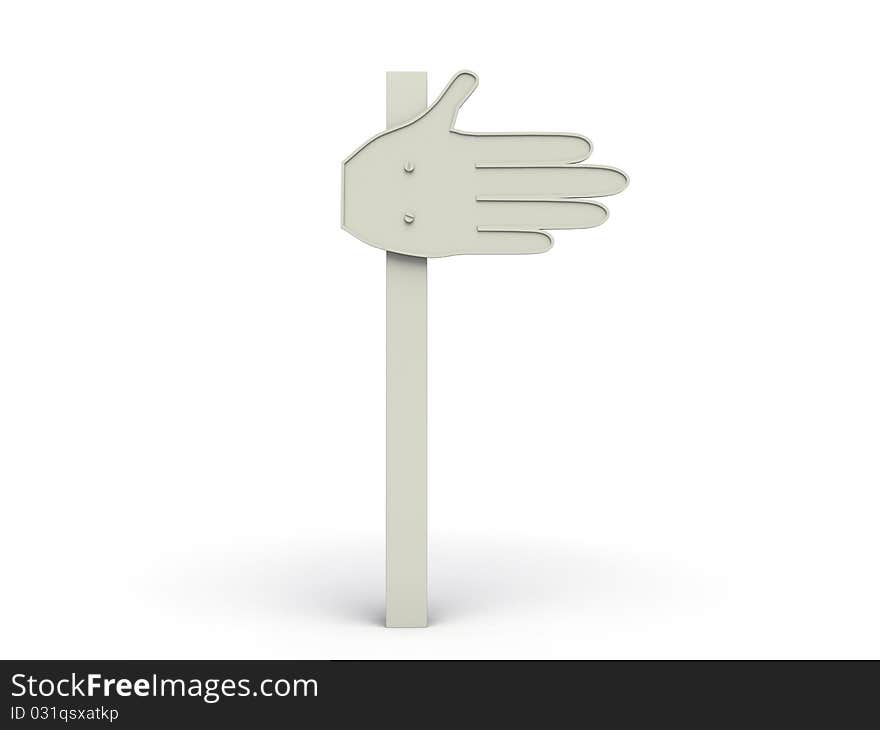 White pointer in the form of a hand on a white background