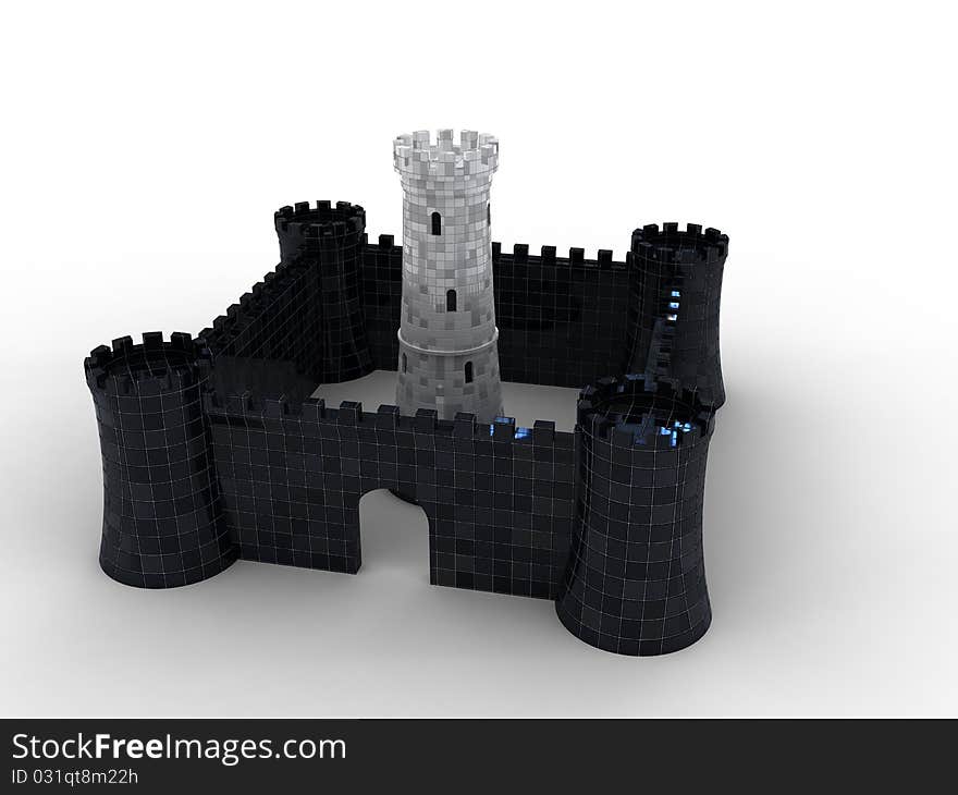 Castle of black ceramic tiles