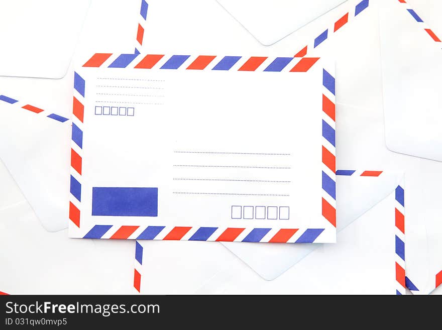 Heap of isolated air mail envelope. Heap of isolated air mail envelope