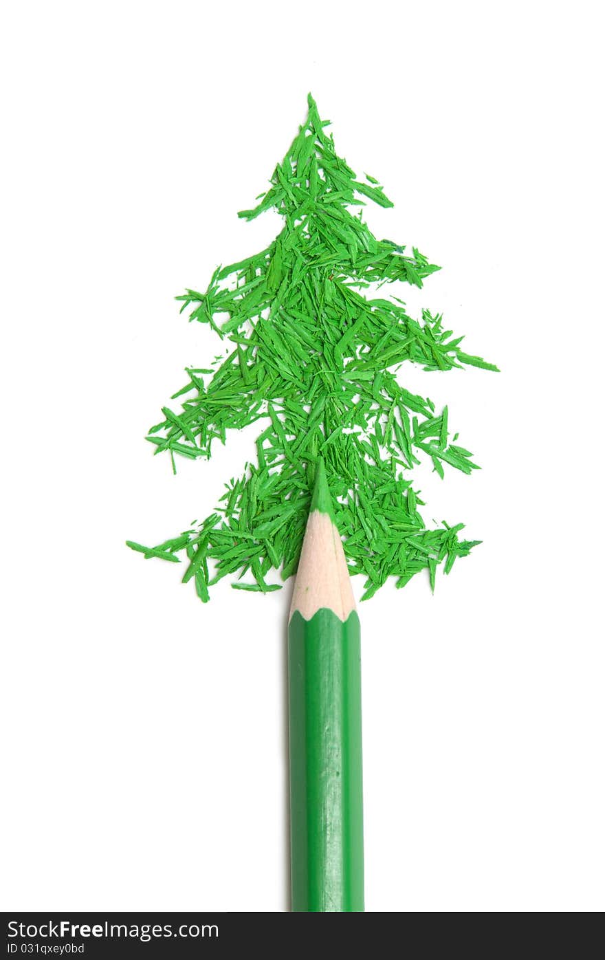 Fur-tree from crumbs and a green pencil