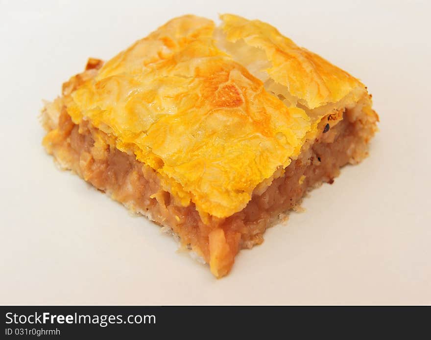 Apple pie on a white background, isolated