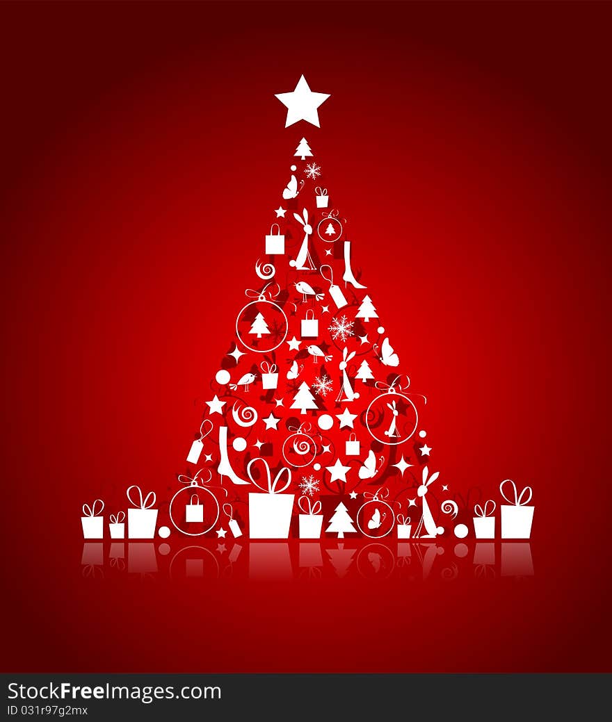 Christmas tree beautiful for your design, vector illustration