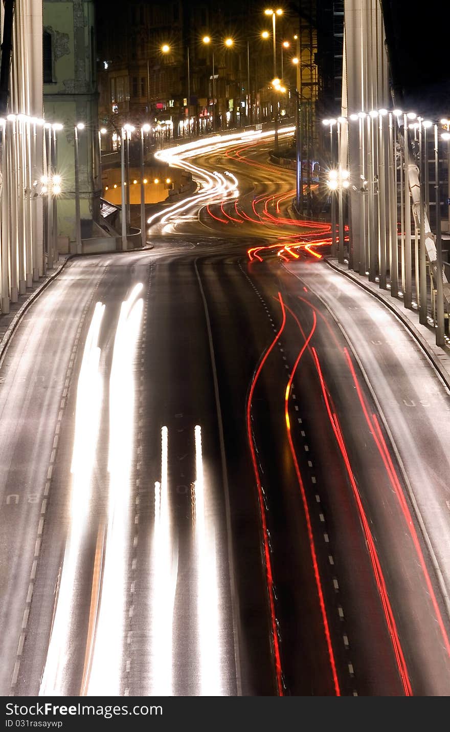 Evening traffic on the bridge. Evening traffic on the bridge