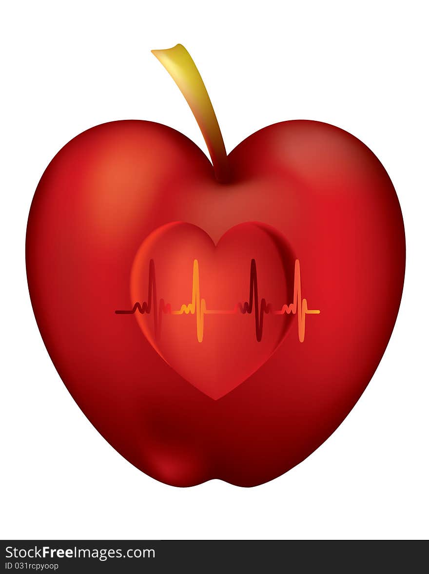 An apple with a healthy heart inside. An apple with a healthy heart inside