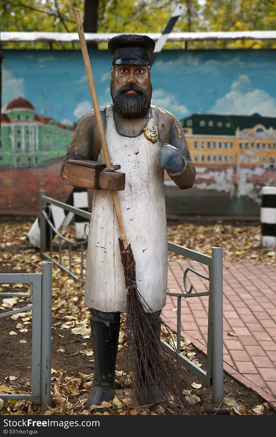 Statue of the yard keeper in Moscow, Russia.