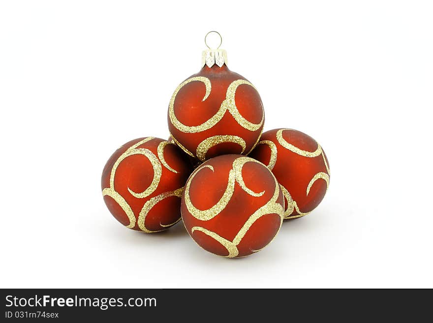 Spheres red on a white background