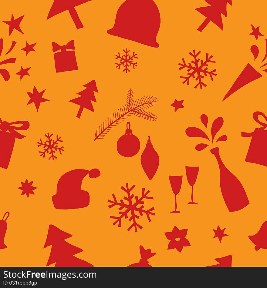 Seamless pattern of Christmas and New Year elements