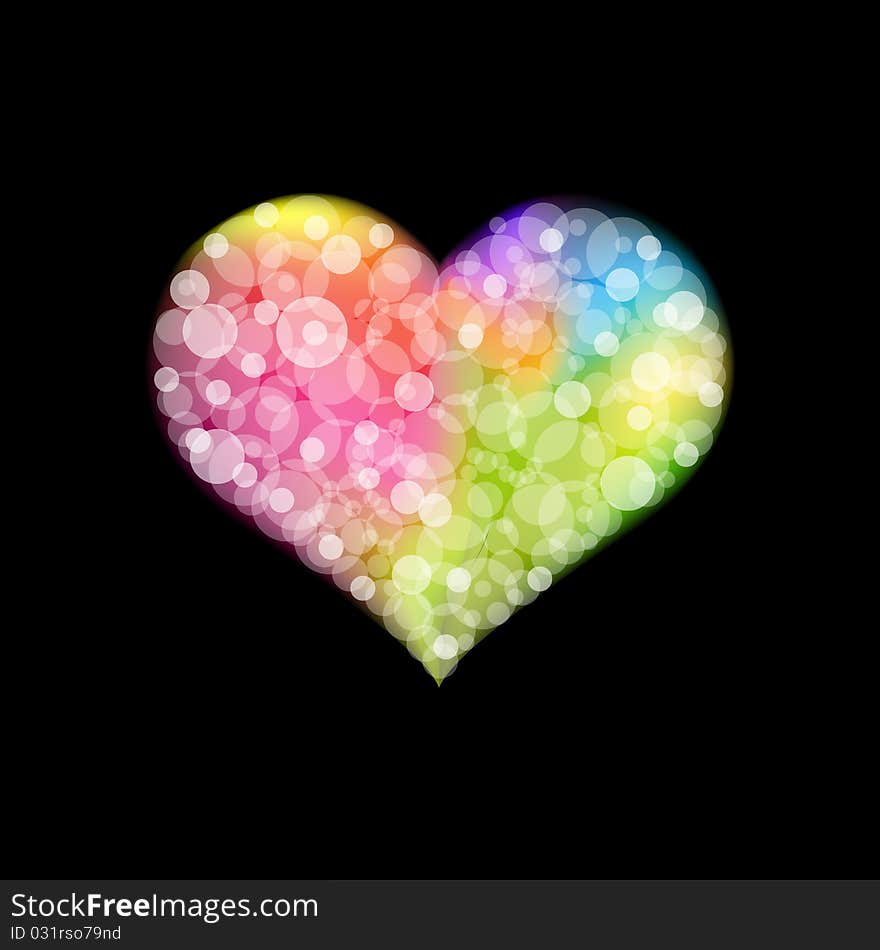 Abstract Heart  From Bokeh, Isolated On Black Background, Vector Illustration. Abstract Heart  From Bokeh, Isolated On Black Background, Vector Illustration