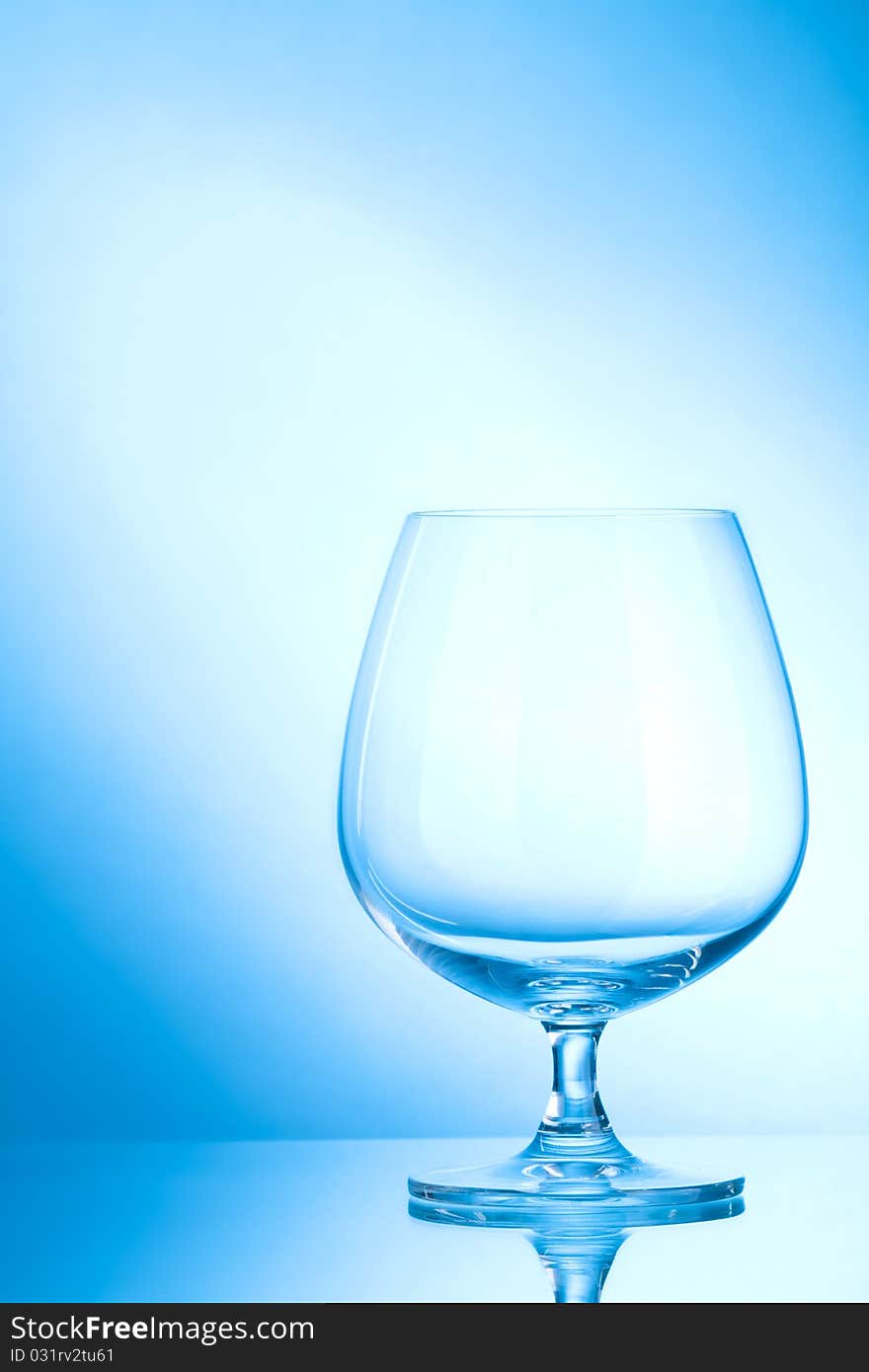 Shiny clean glass with a blue background