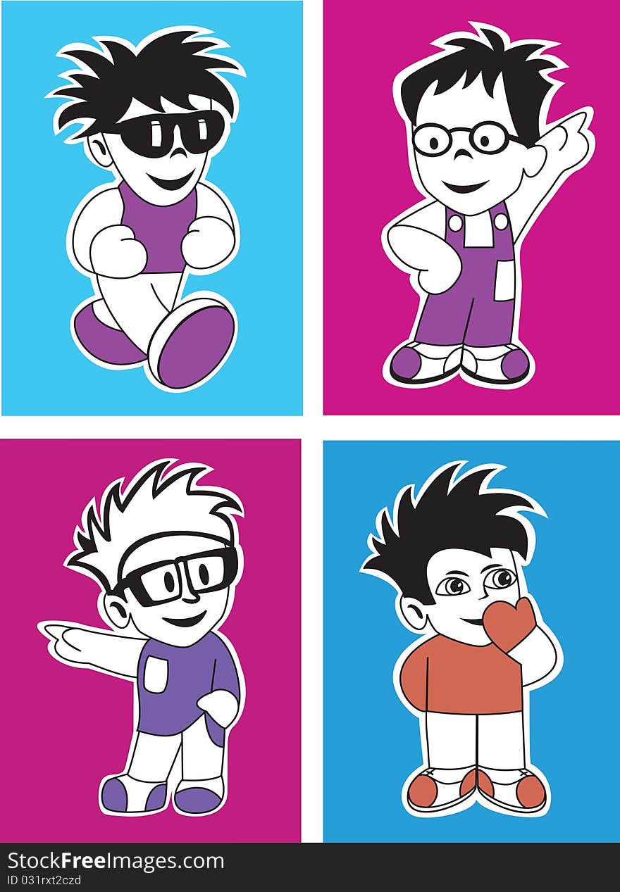 Cartoon people in different colors