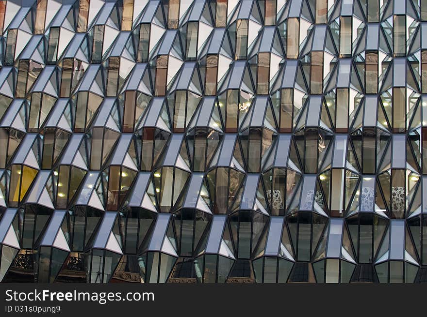 Abstract pattern of windows in Oxford street shop London