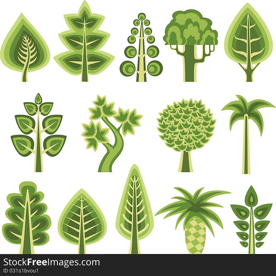 Various  for vector tree on a white background