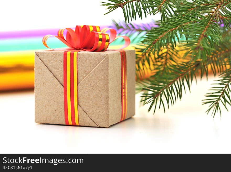 Christmas gift on white background. Christmas gift on white background.