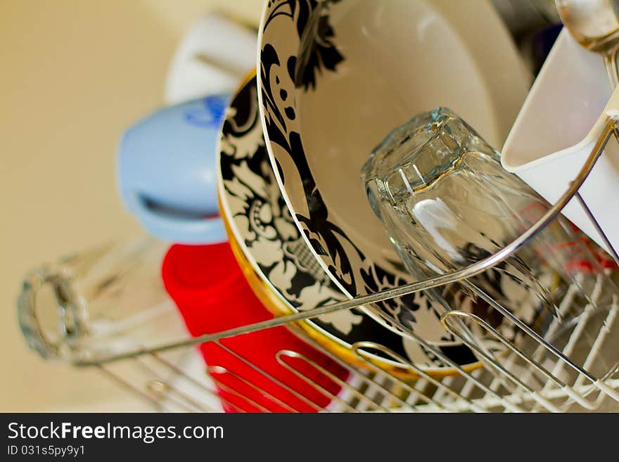 Dishes in the dish rack