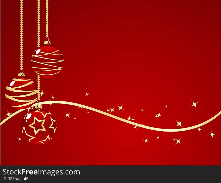 Red background with christmas decorations. Vector illustration. Red background with christmas decorations. Vector illustration.