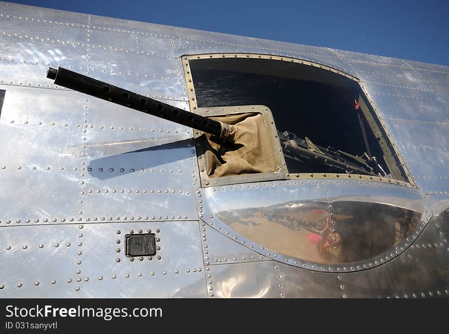 World War II era bomber with guns on the side. World War II era bomber with guns on the side