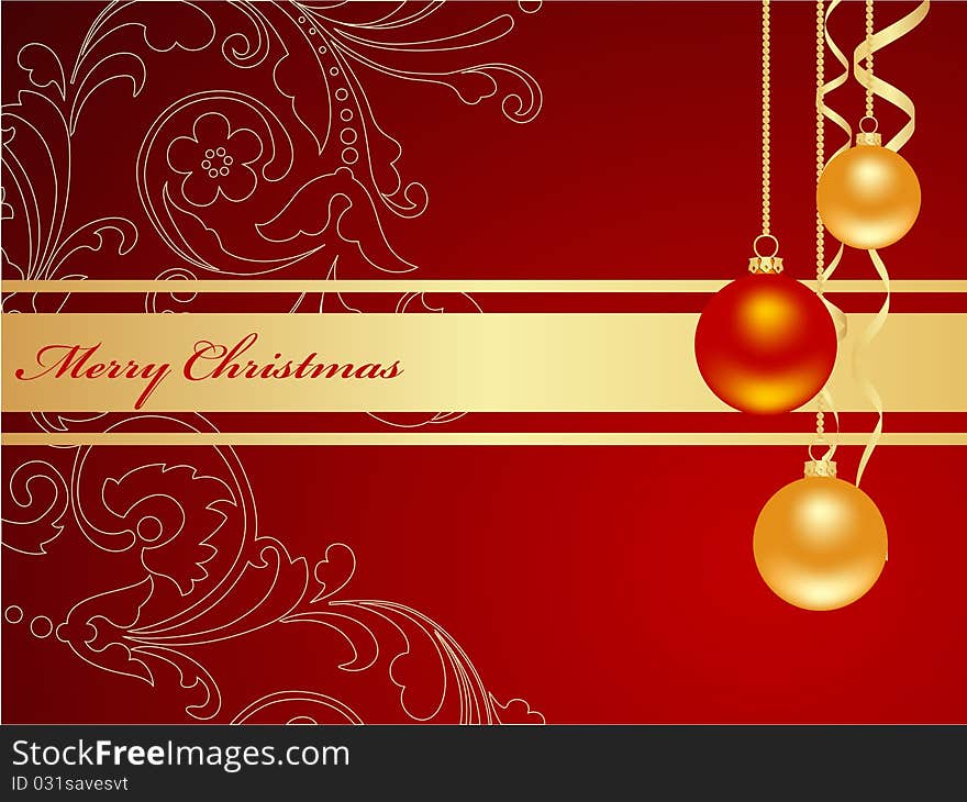 Red background with christmas decorations. Vector illustration. Red background with christmas decorations. Vector illustration.