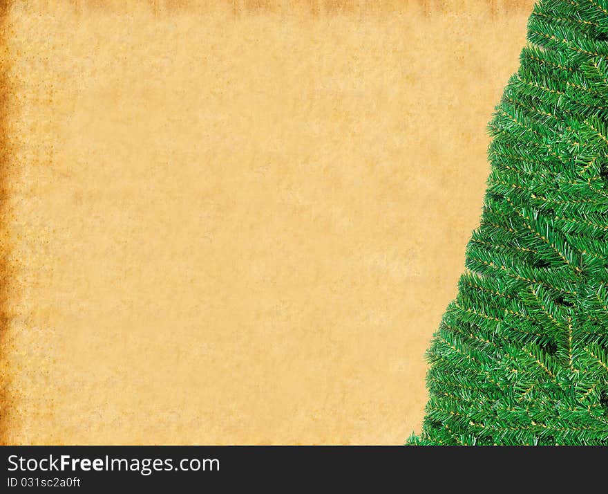 Fir frame isolated on old paper textures background