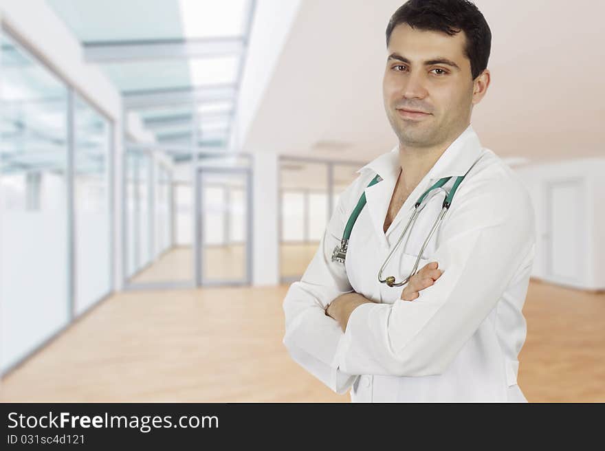 Medical doctor with stethoscope