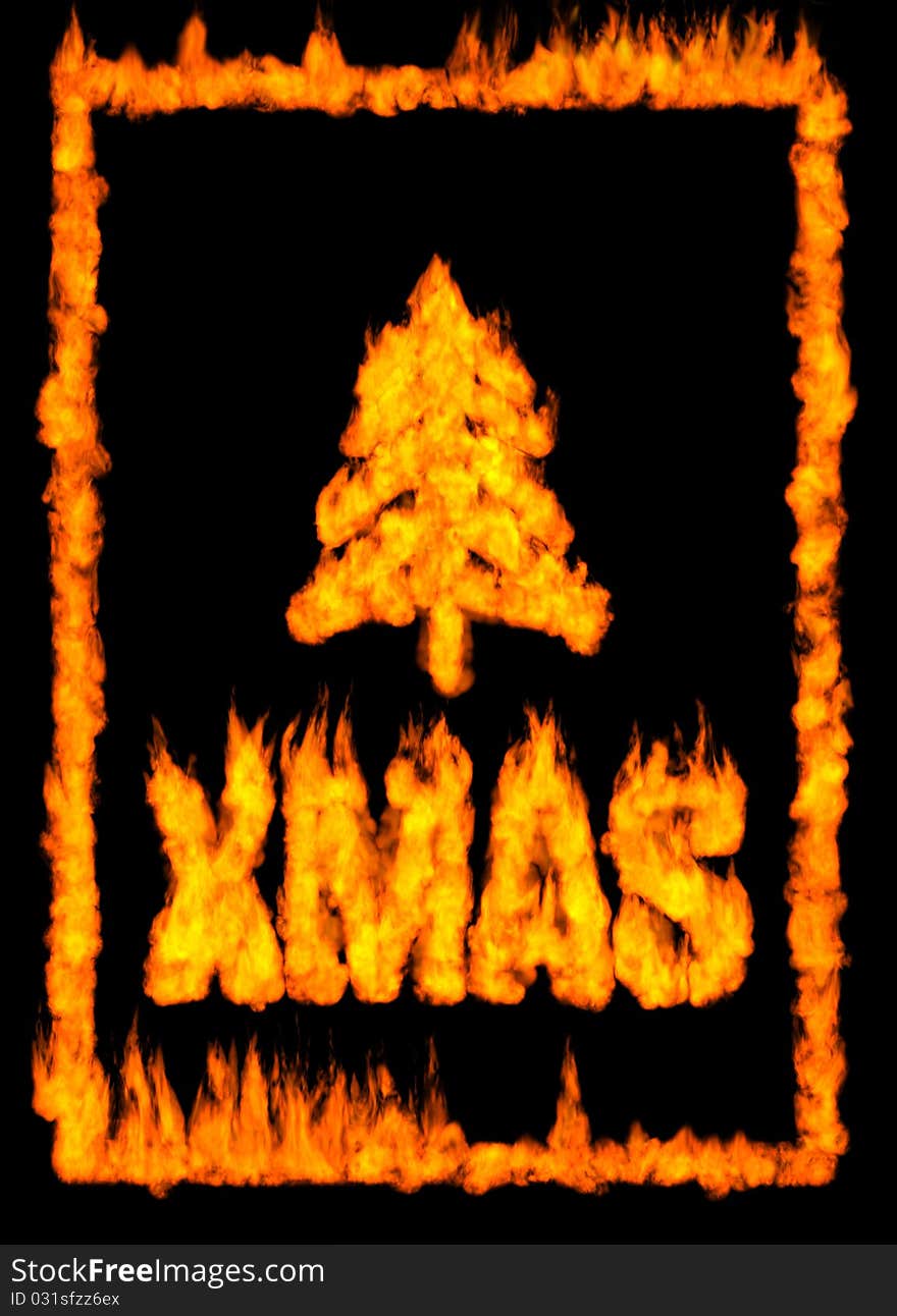 Christmas Card Made Of Fire