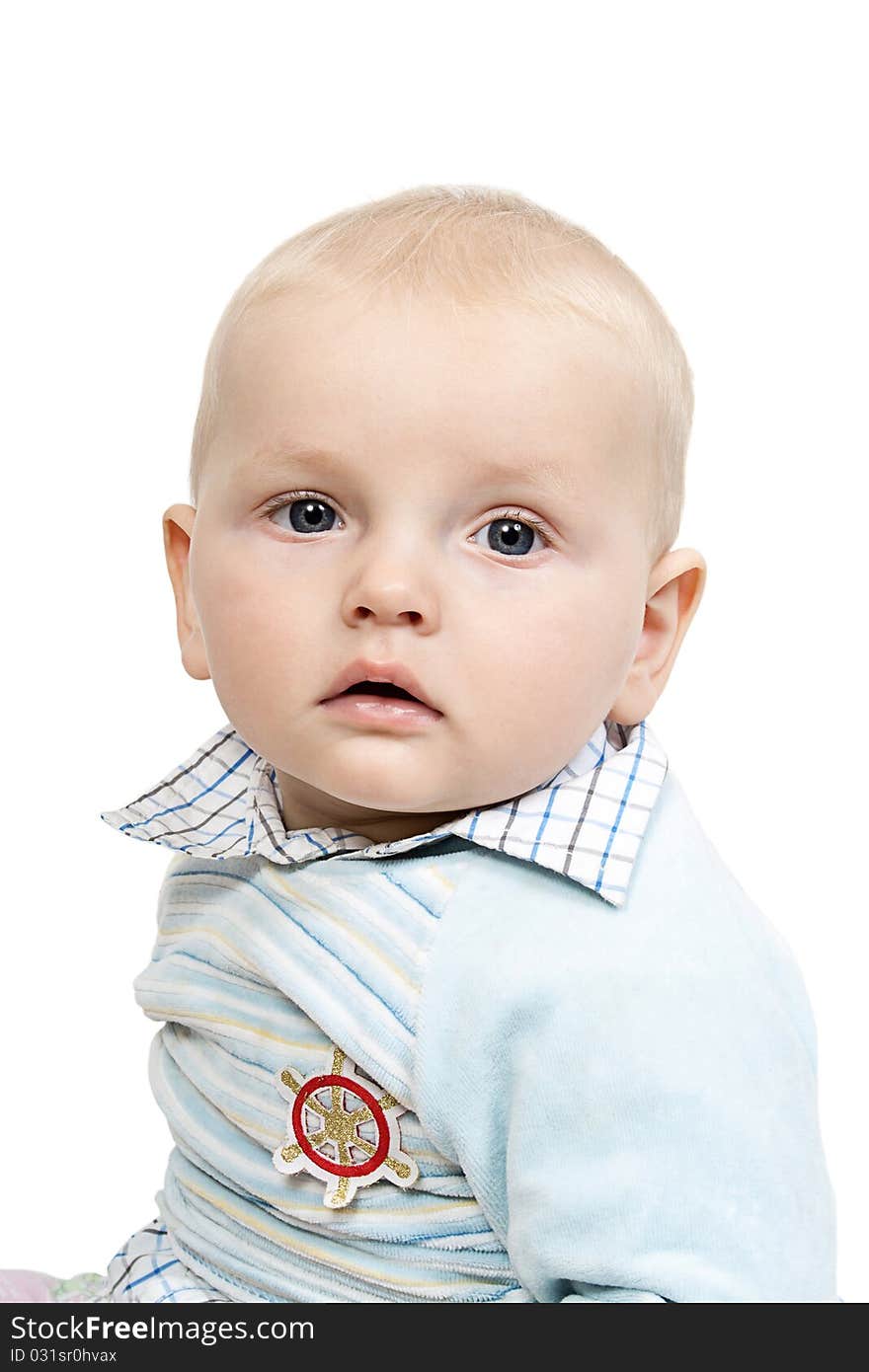 Portrait of a charming baby on a white isolated background