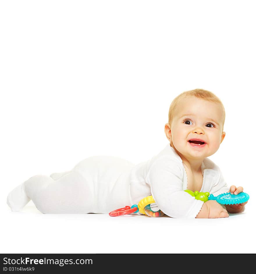 Adorable baby isolated on white background