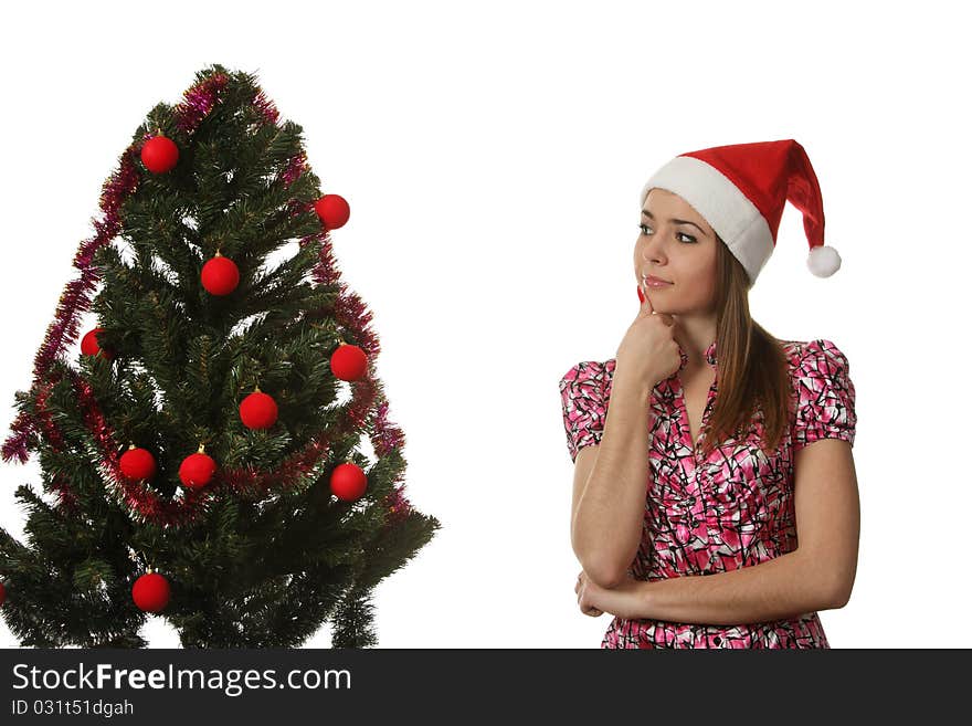 Woman Decorate A Christmas Tree