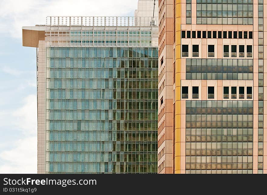 Detail of a Glass building in Milan