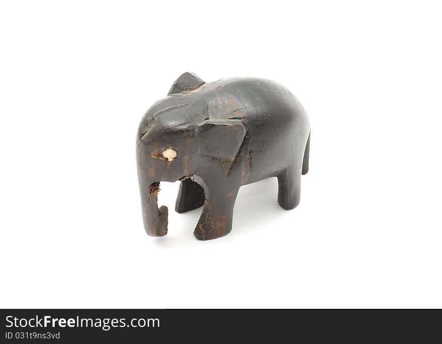 An ebony elephant isolated on a white background