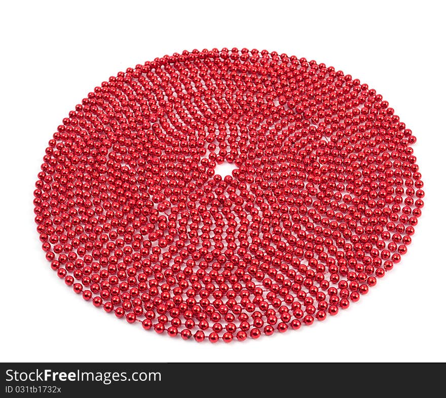 Bright red bead Christmas garland