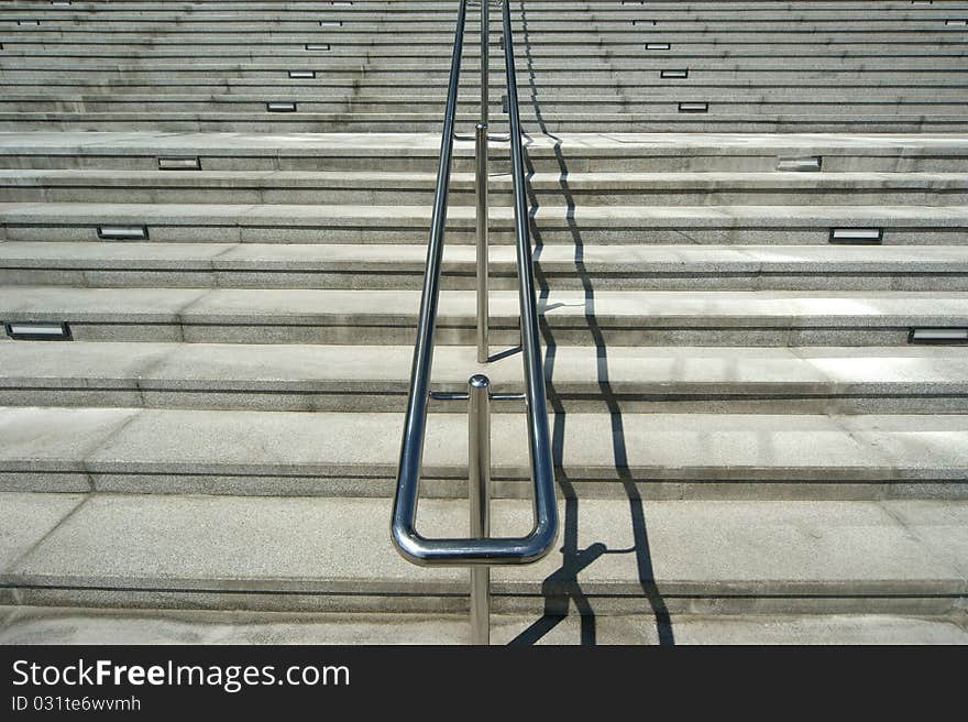 Step of the wide staircase modern office building.