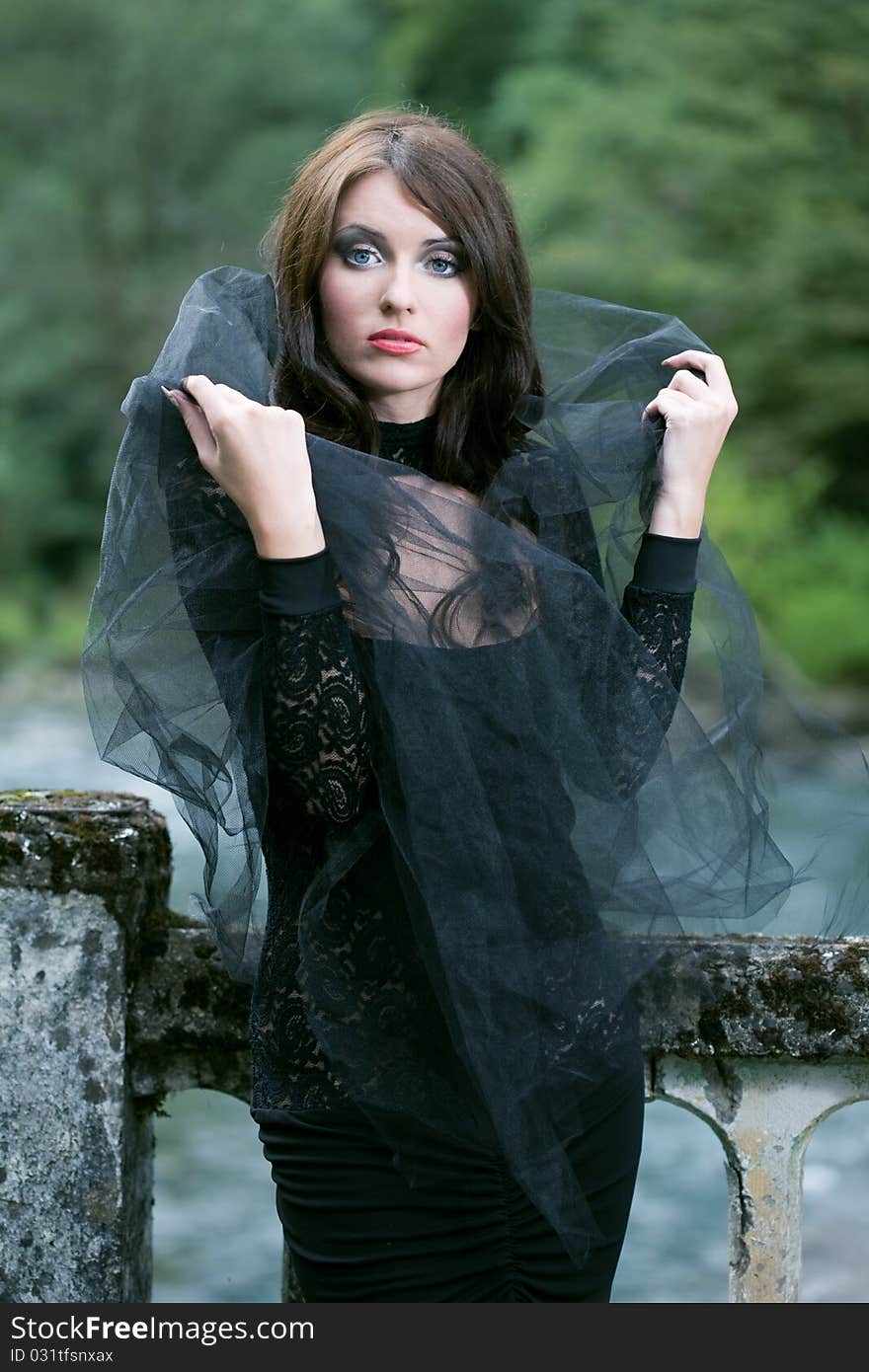 Beauty woman in black dress