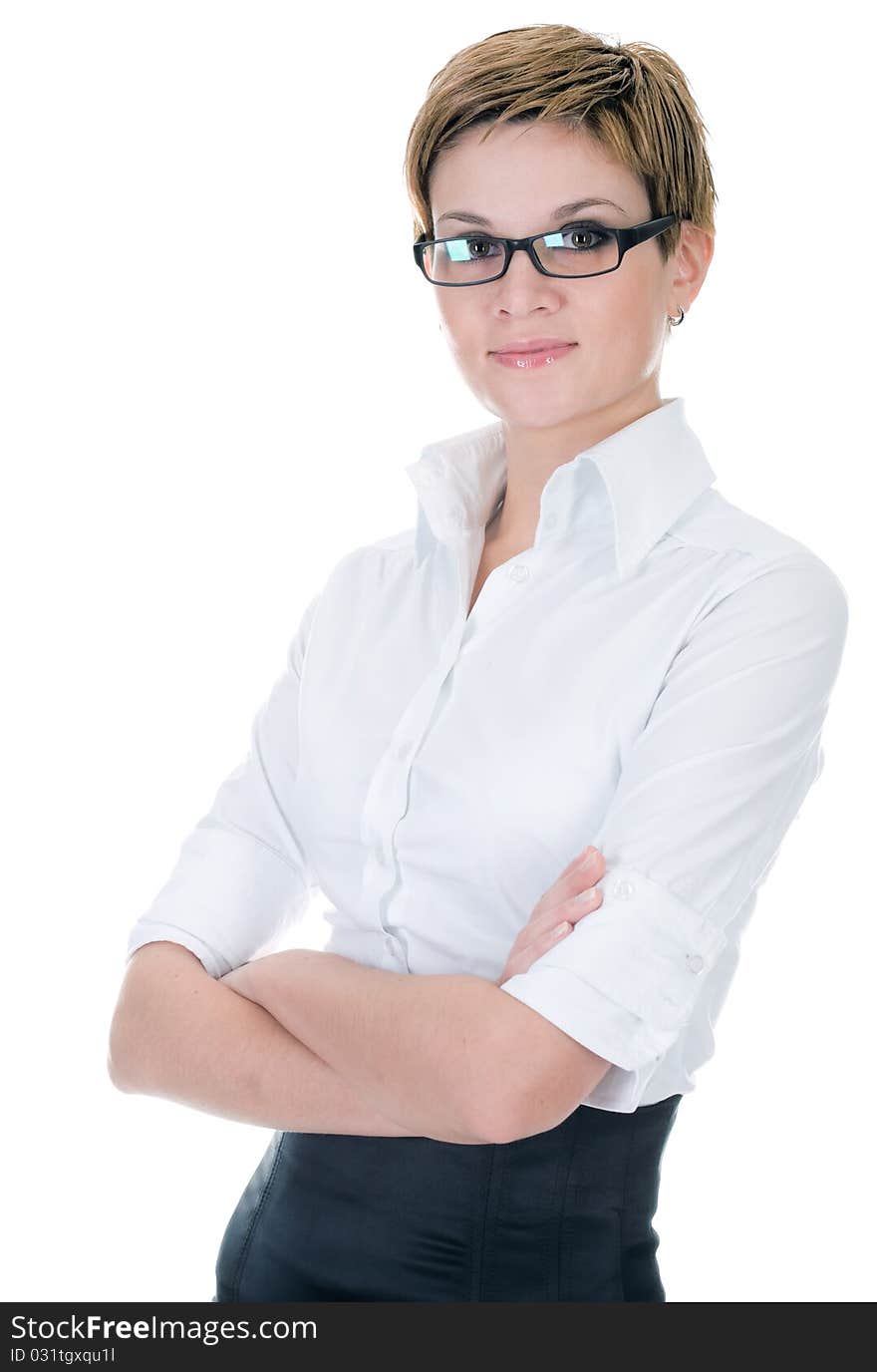 Business woman over white background