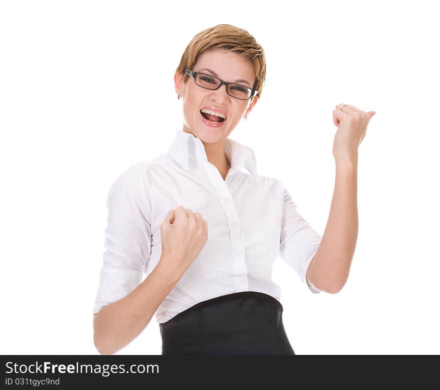 Business woman over white background