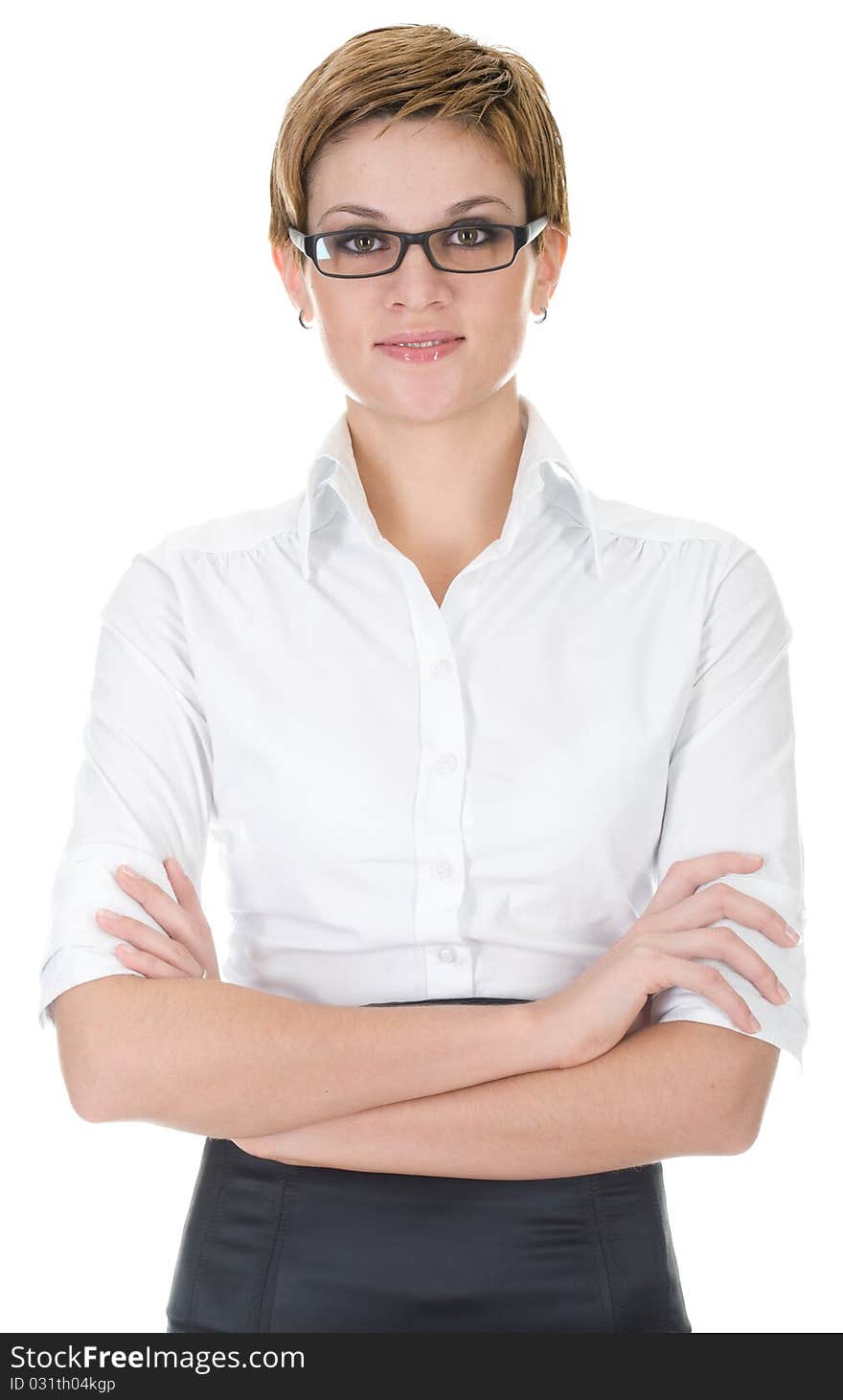 Business woman over white background