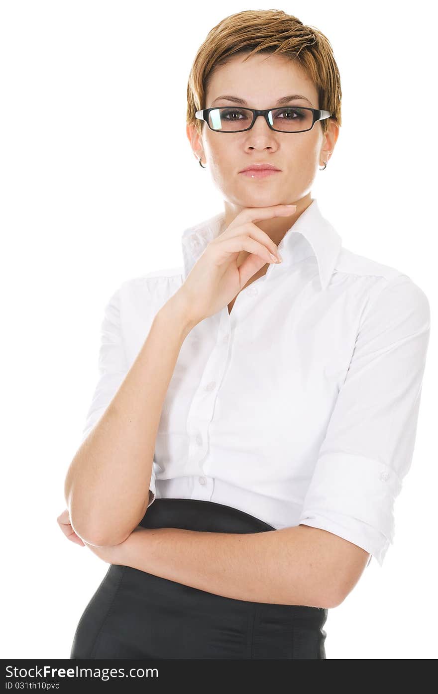 Business woman over white background