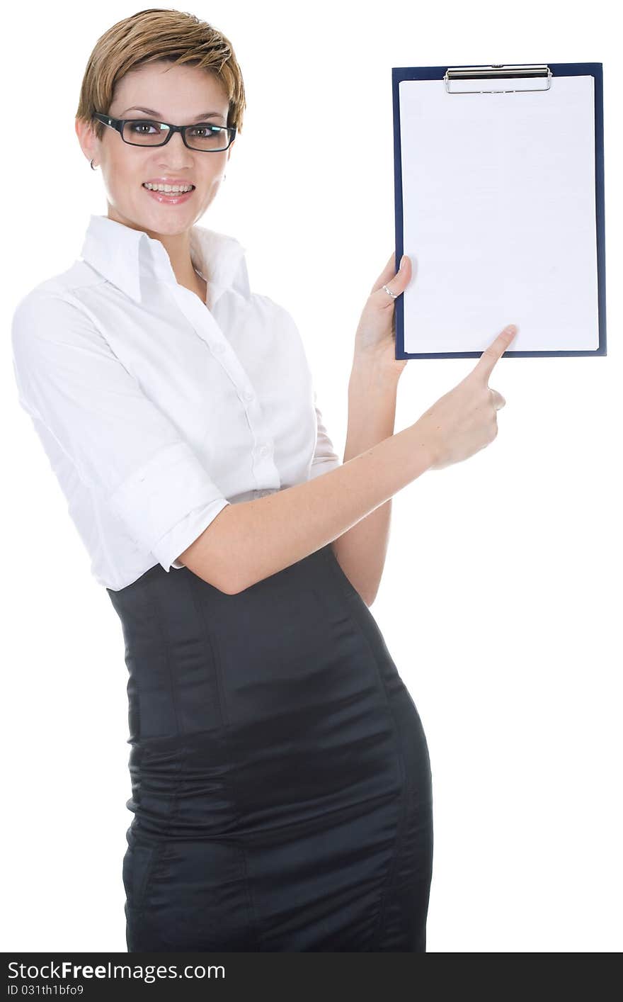 Business woman over white background