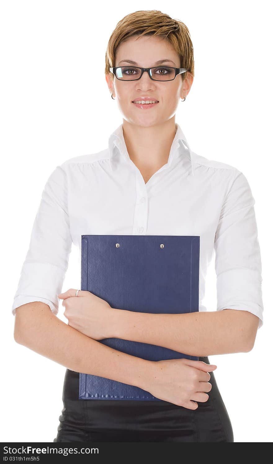 Business woman over white background