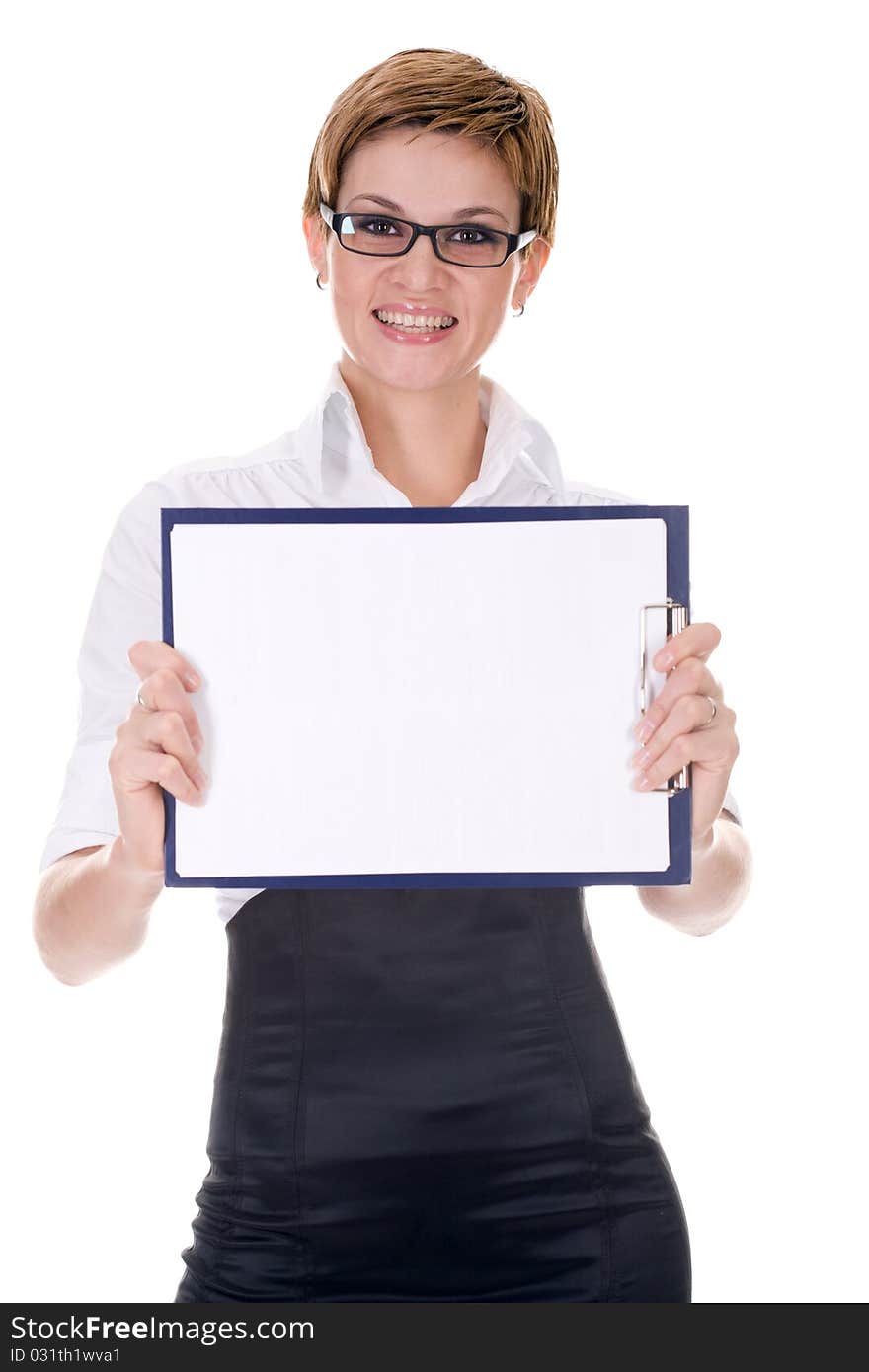 Business woman over white background