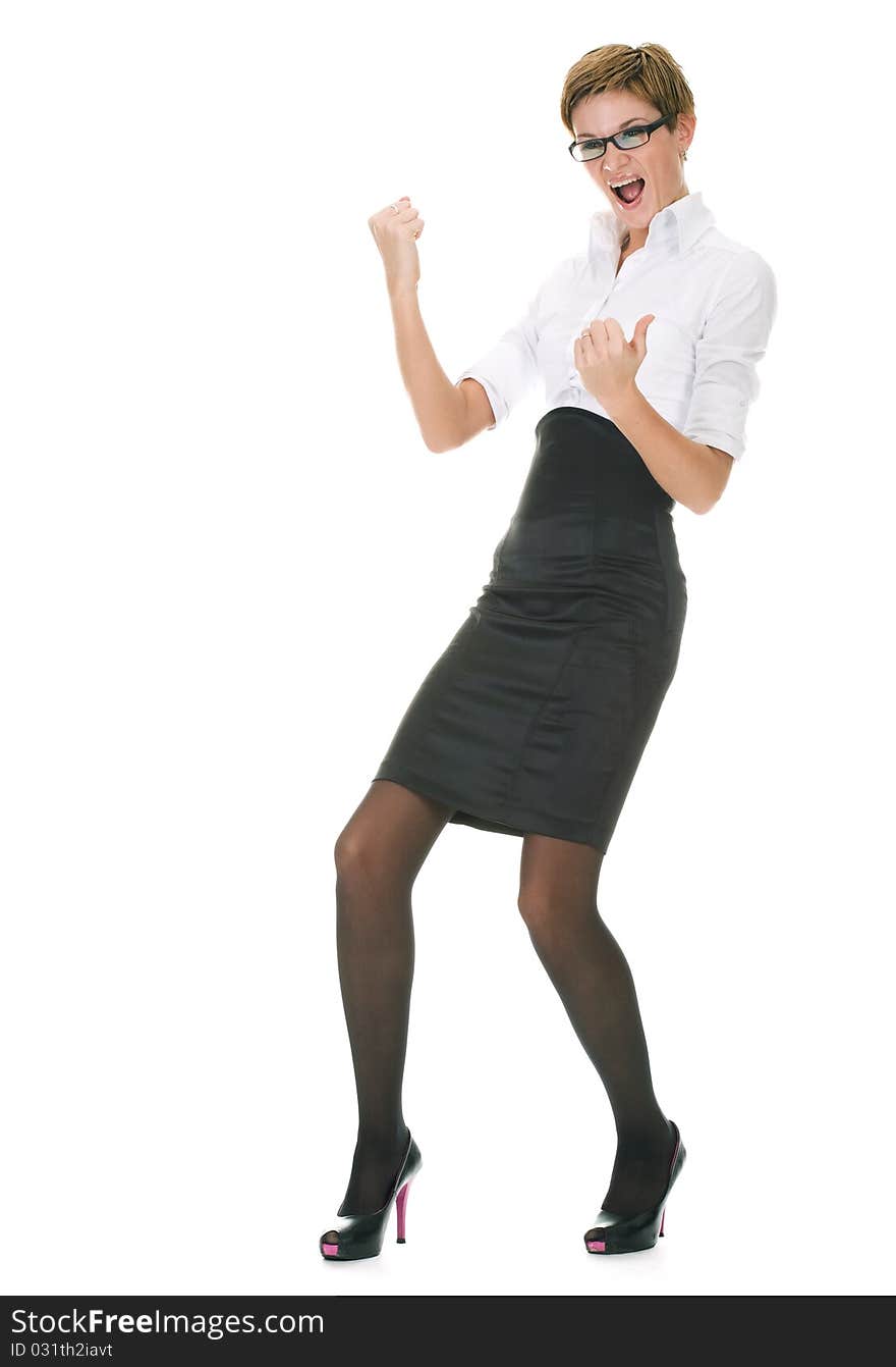 Business woman over white background