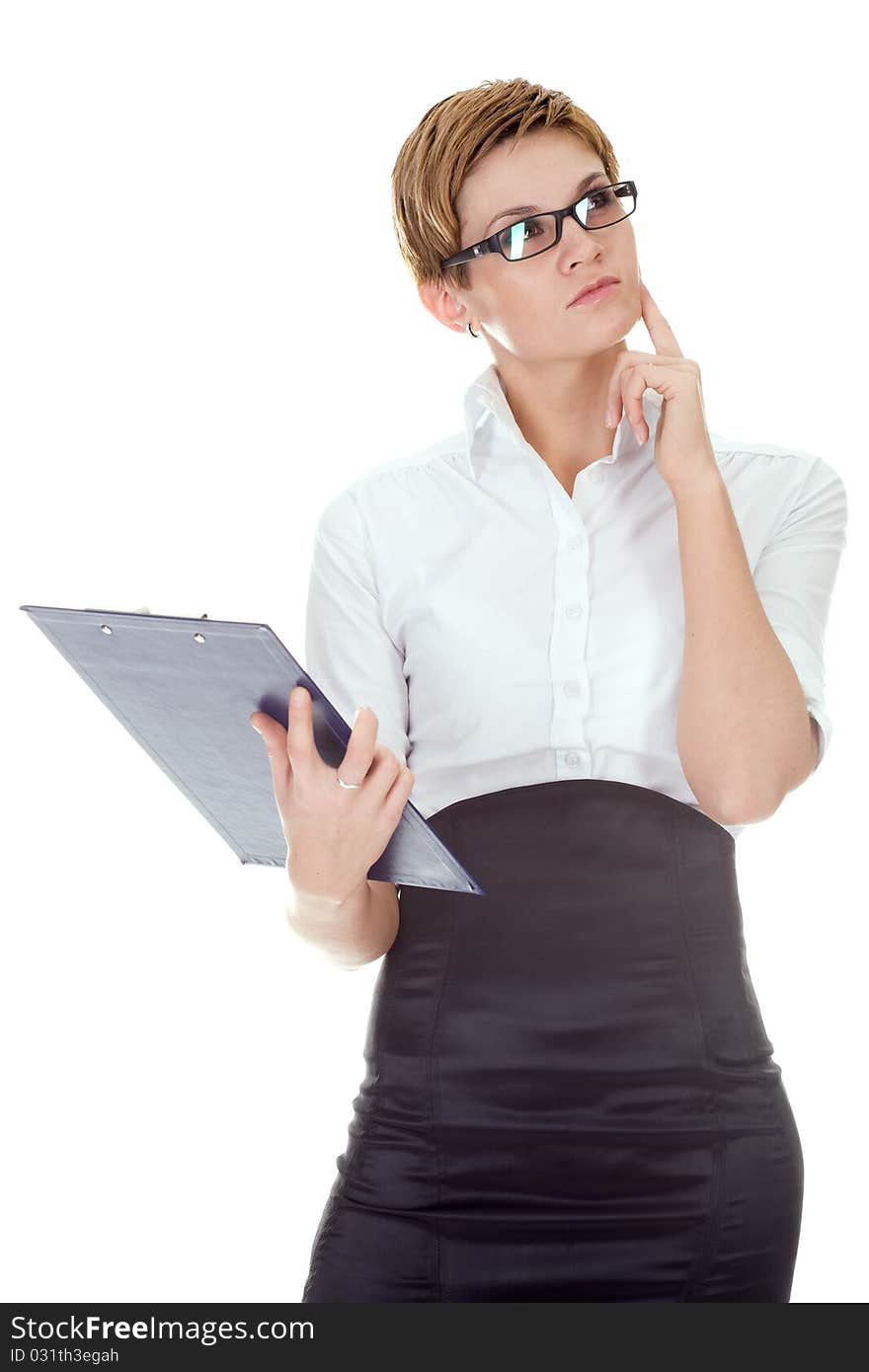 Business woman over white background